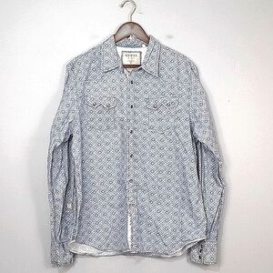Guess Men's Western Double Pocket Print Long Sleeve Snap Pearl Button Shirt